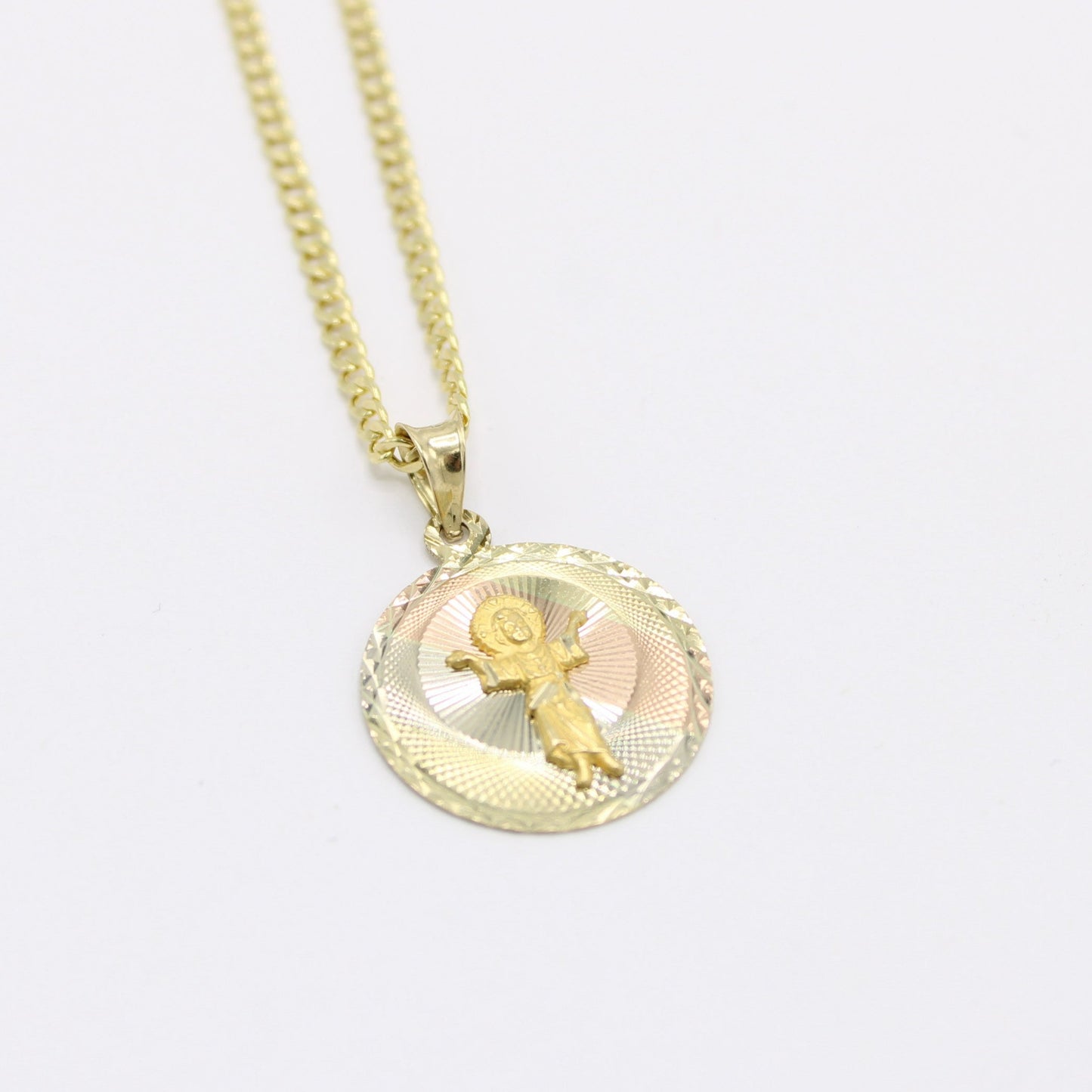 14k Divino Niño Pendant With Semi-Solid Cuban Chain Yellow Gold