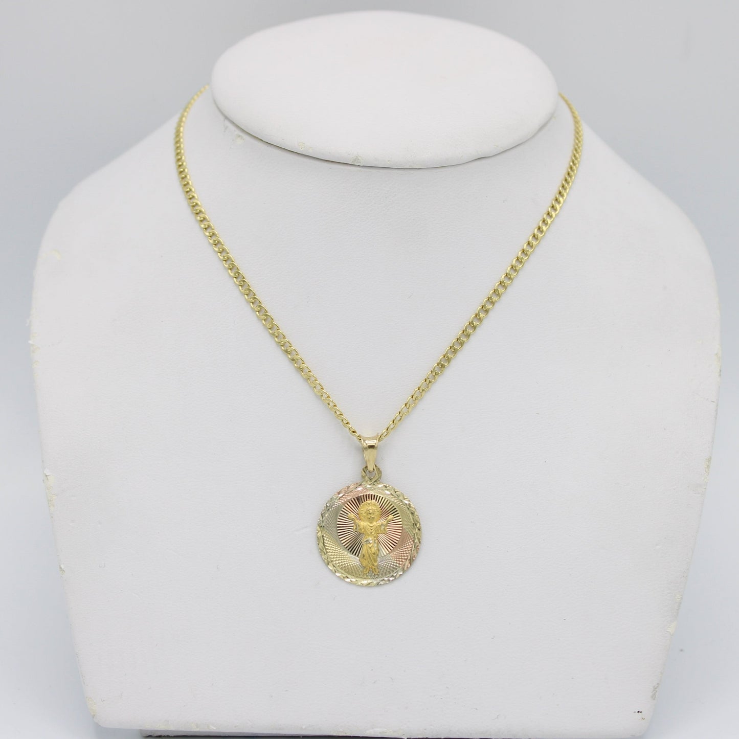 14k Divino Niño Pendant With Semi-Solid Cuban Chain Yellow Gold