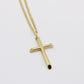14k Cross Pendant With Semi-Solid Cuban Chain Yellow Gold