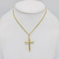14k Cross Pendant With Semi-Solid Cuban Chain Yellow Gold