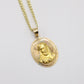 14k Jesus Face Pendant Two Tones With Semi-Solid Cuban Chain Yellow Gold