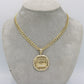 14K Last Supper Pendant Cz Stones With Solid Cuban Chain Two Tones Yellow Gold