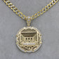 14K Last Supper Pendant Cz Stones With Solid Cuban Chain Two Tones Yellow Gold