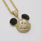 14K Mickey Mouse Cz Stones  With Rope Chain Yellow Gold