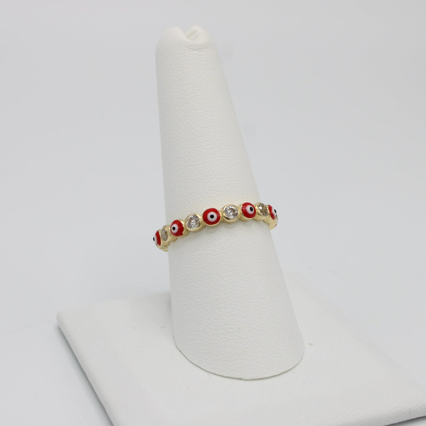 14K Red Evil Eyes Cz Stones Yellow Gold