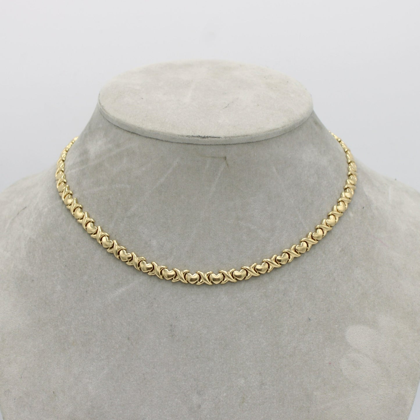 14K Heart XOXO Choker Yellow Gold