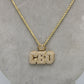 14K CEO Pendant Cz Stones With Rope Chain Yellow Gold