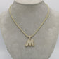 14K Initial Name (M) Cz Stones/Baguette with Ice Chain Yellow Gold