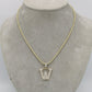 14K Initial Name (W) Cz Stones With Ice Chain Yellow Gold