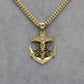 14K Anchor Pendant With Miami CubanChain Yellow Gold