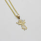 14k Divino Niño Pendant  Two Tones With Semi-Solid Flat Cuban Chain Yellow Gold