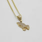 14K Pray Hands Pendant Cz Stones With Semi-Solid Flat Cuban Chain Yellow Gold