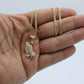 14K Pray Hands Pendant Cz Stones With Semi-Solid Flat Cuban Chain Yellow Gold