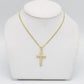 14K Cross Pendant With Semi-Solid Flat Cuban Chain Yellow Gold