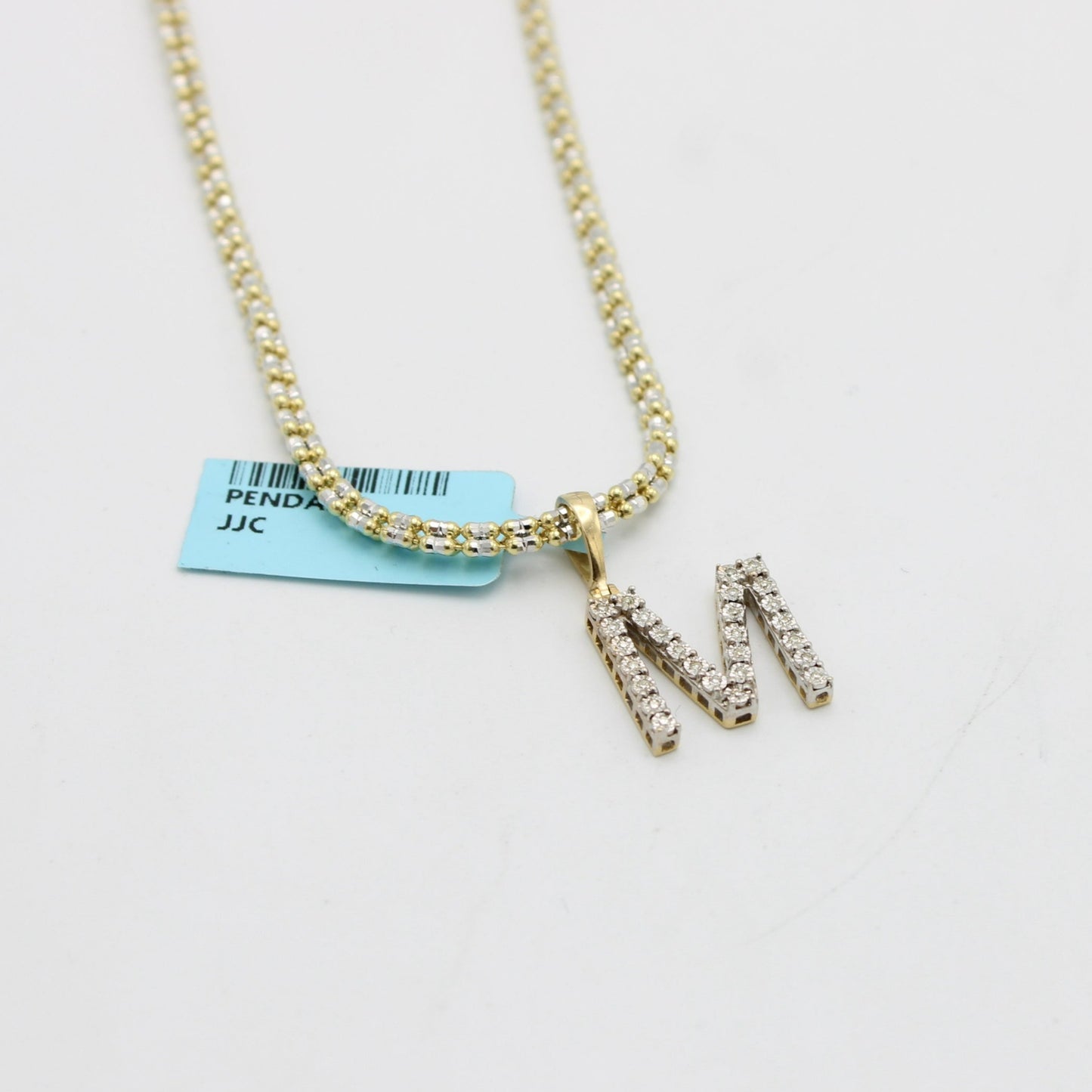 14K VS Diamond Initial Name Pendant With Ice Chain Yellow Gold