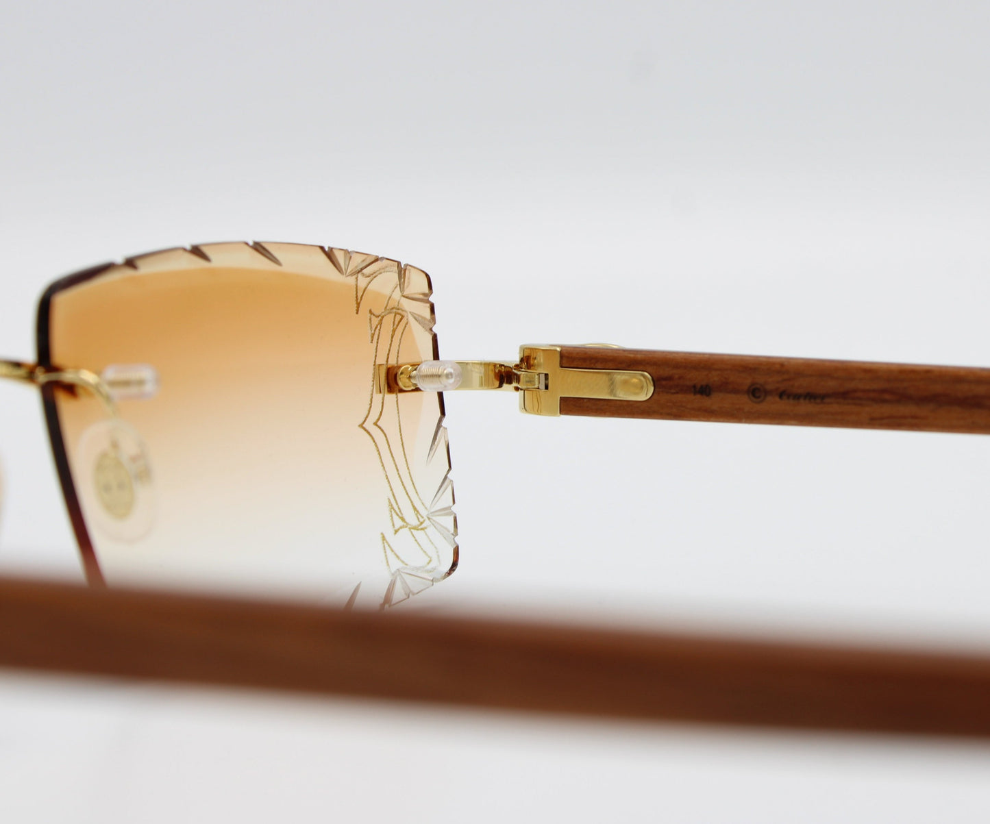 Luxury Cartier Eyewear Brown Lenses Yellow Gold