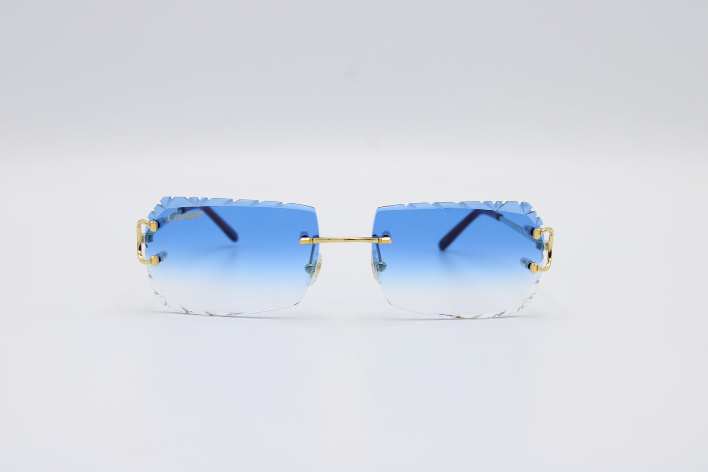 Luxury Cartier Eyewear Blue Lenses Yellow Gold