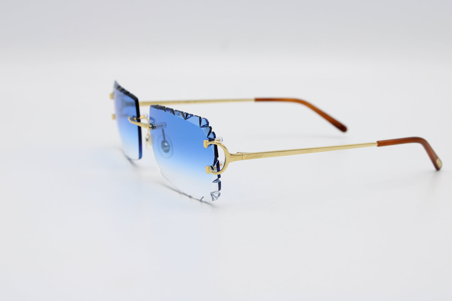 Luxury Cartier Eyewear Blue Lenses Yellow Gold
