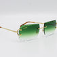 Luxury Cartier Eyewear Green Lenses Yellow Gold