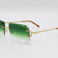 Luxury Cartier Eyewear Green Lenses Yellow Gold