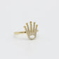 14K Crown Ring Cz Stones Yellow Gold