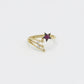14K Star Ring Cz Stones Yellow Gold
