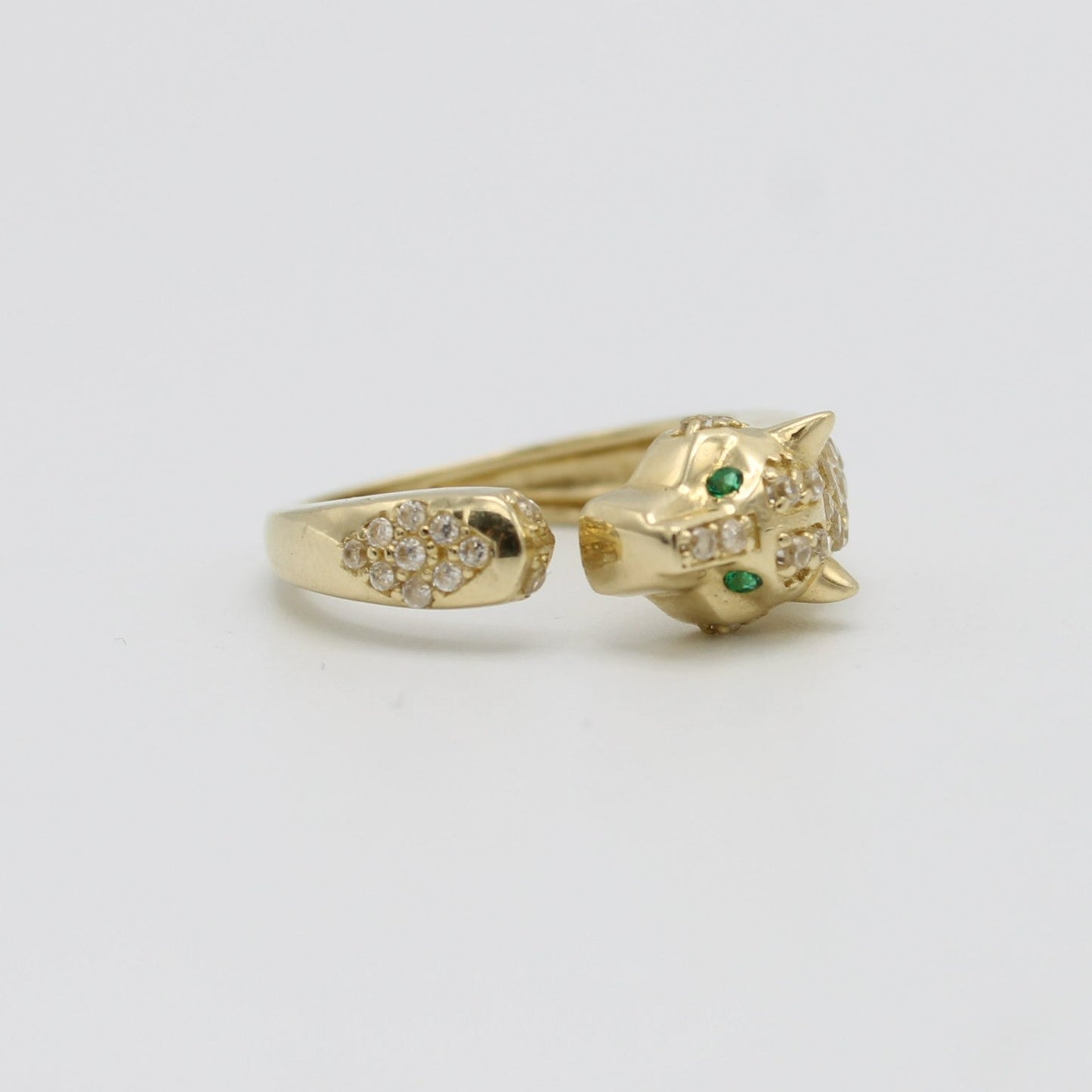 14K Panther Ring Cz Stones  Yellow Gold