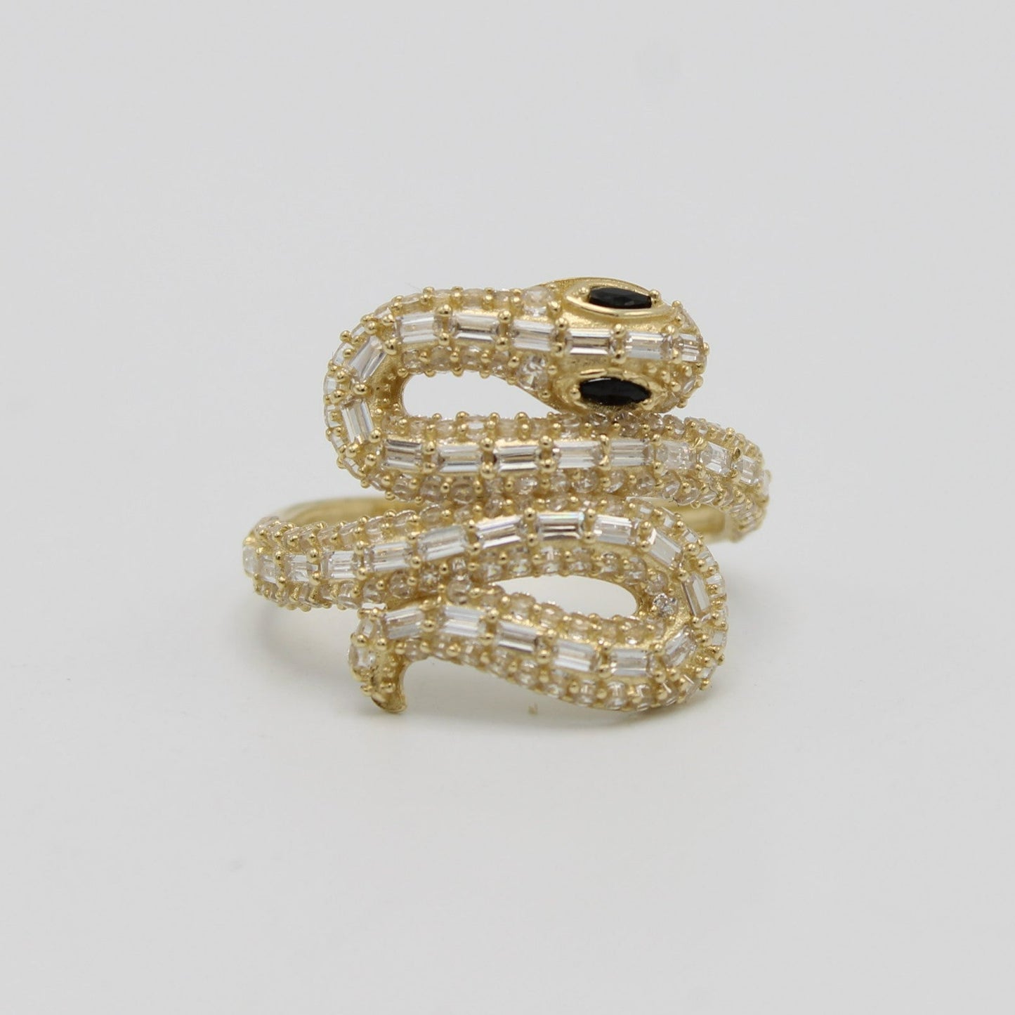 14k Snake Ring Cz Stones Yellow Gold