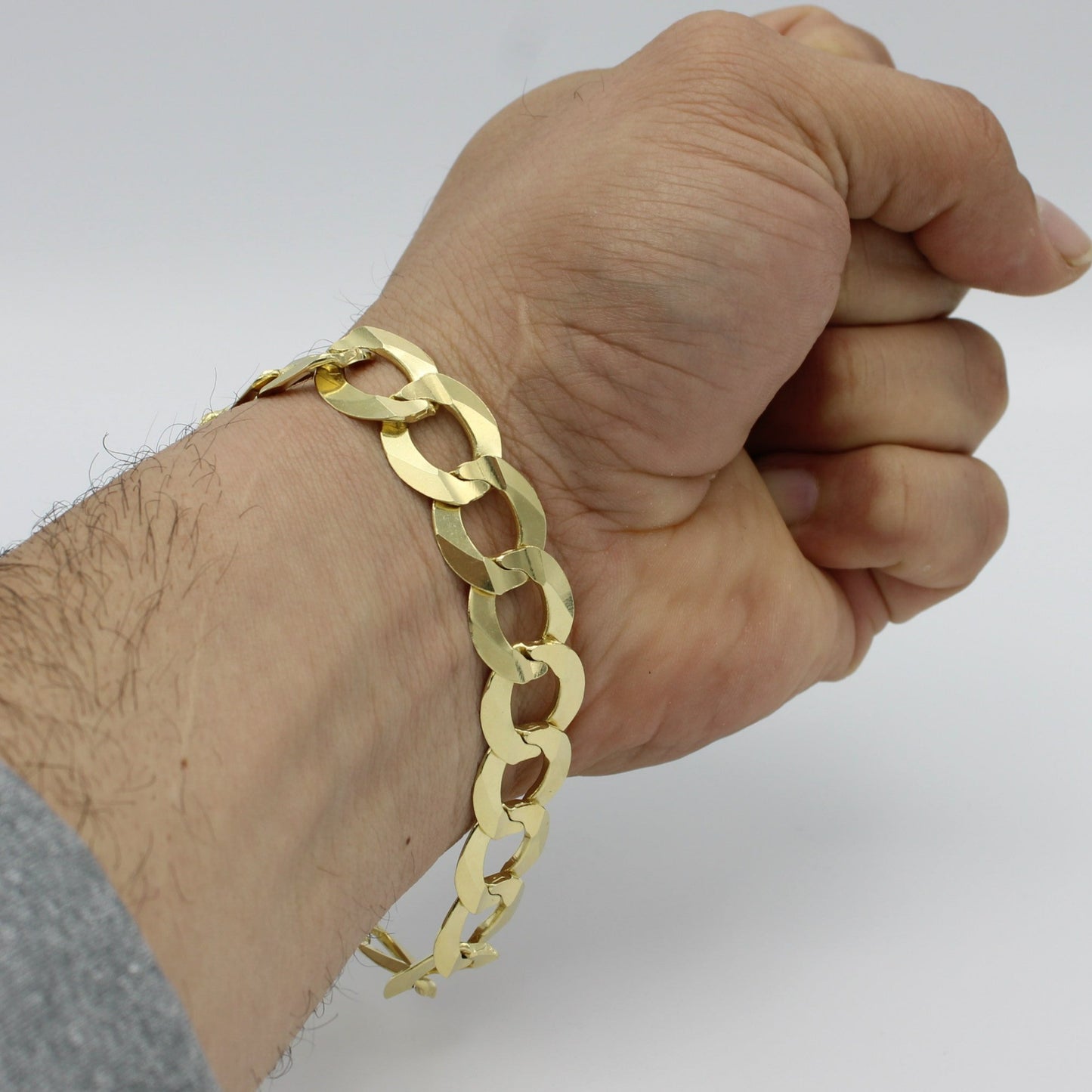 14K Solid Flat Cuban Bracelet Yellow Gold