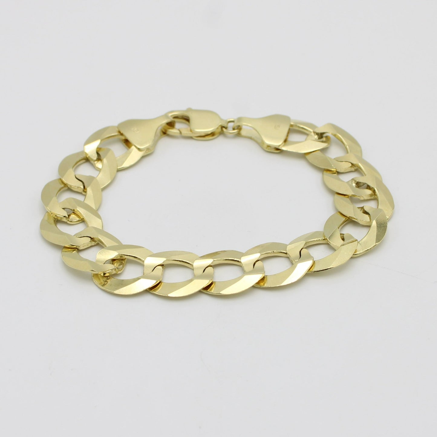 14K Solid Flat Cuban Bracelet Yellow Gold