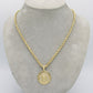 14K Jesus Face Pendant Cz Stones With Rope Chain Yellow Gold