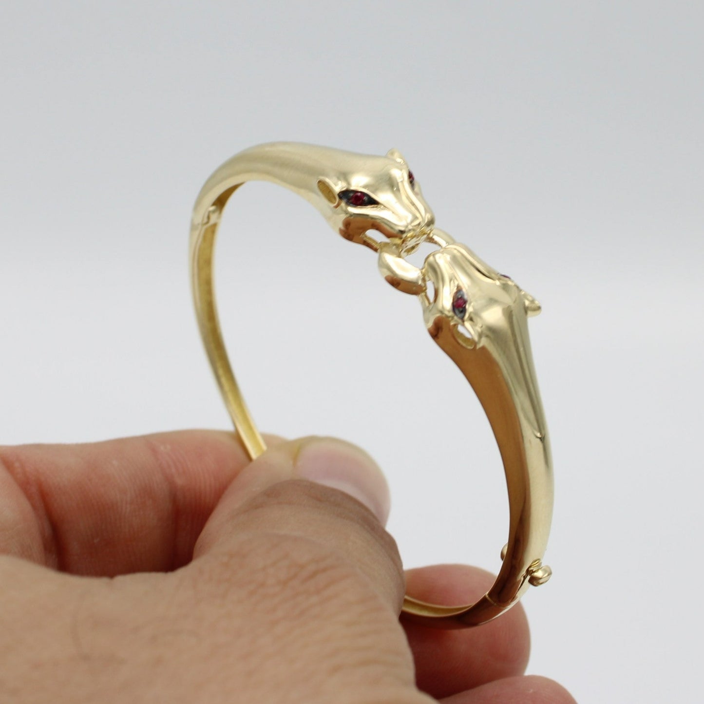 14K Set Panther Bangle And Ring Yellow Gold
