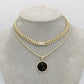 14K Set Choker (16") With Ice Chain (18") With Picture Pendant Cz Stones Yellow Gold