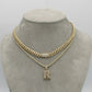 14K Set Choker (16") With Ice Chain (18") With Initial Name Pendant Cz Stones Yellow Gold
