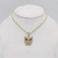 14K Cat Pendant Cz Stones With ice Chain Yellow Gold