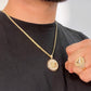 14K Set Medusa Ring / Pendant Cz Stones With Miami Cuban Chain Yellow Gold