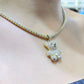 14K Teddy Bear Pendant with Ice Chain Yellow Gold