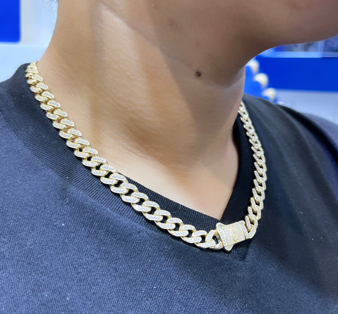 14K Hollow 🇮🇹 ITTALLO Choker FULL CZ (8.8MM \\ 18”