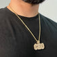 14K CEO Pendant Cz Stones With Rope Chain Yellow Gold