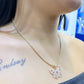 14K Butterfly Cz Pendant with Ice Chain Yellow Gold