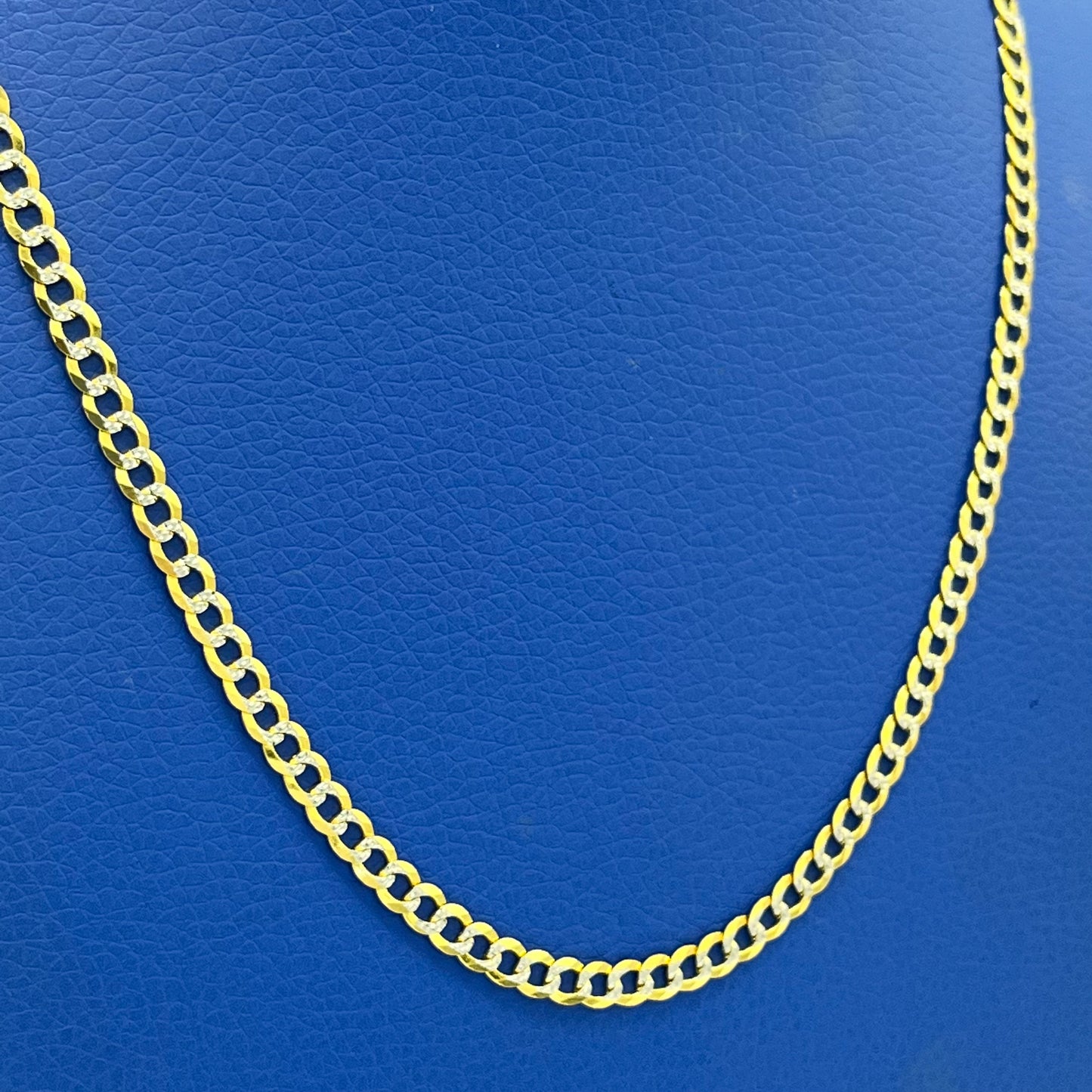 14K Solid Flat Classic Cuban Chain Two Tones \\ 4.5 mm - 20” \\