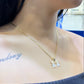 14K Twin Sisters Pendant with Solid Flat Cuban Chain Yellow Gold