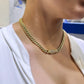 14K Choker Semi-Solid Miami Cuban Link Cz Lock \\ 6.7 mm - 16” \\