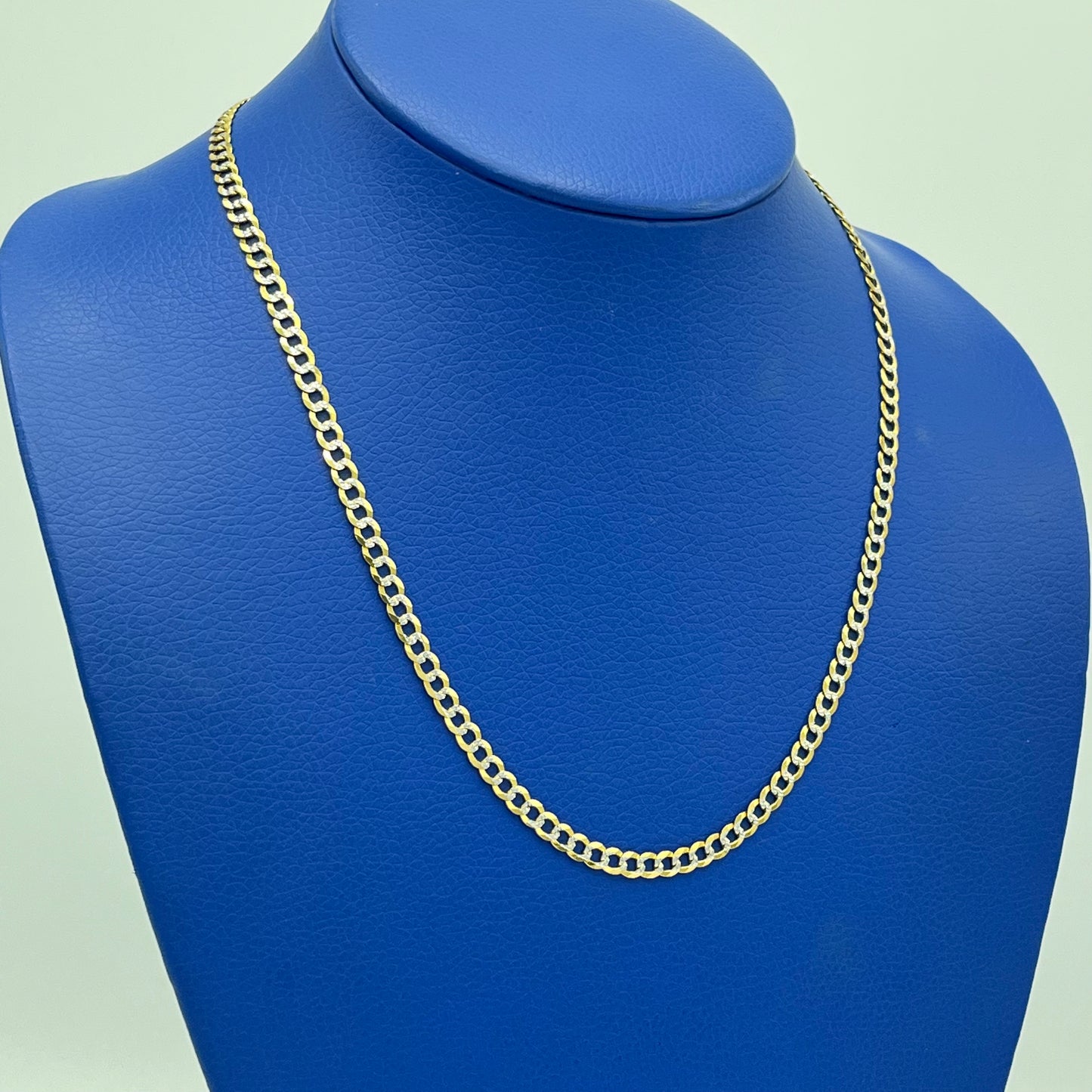 14K Solid Flat Classic Cuban Chain Two Tones \\ 4.5 mm - 20” \\