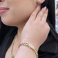 14K Women's Semi-Solid Cuban Bracelet Cz Stones At Lock
