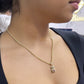 14K Teddy Bear Cz Pendant with Hollow Rope Chain Yellow Gold