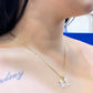 14K Twin Sisters Pendant with Solid Flat Cuban Chain Yellow Gold