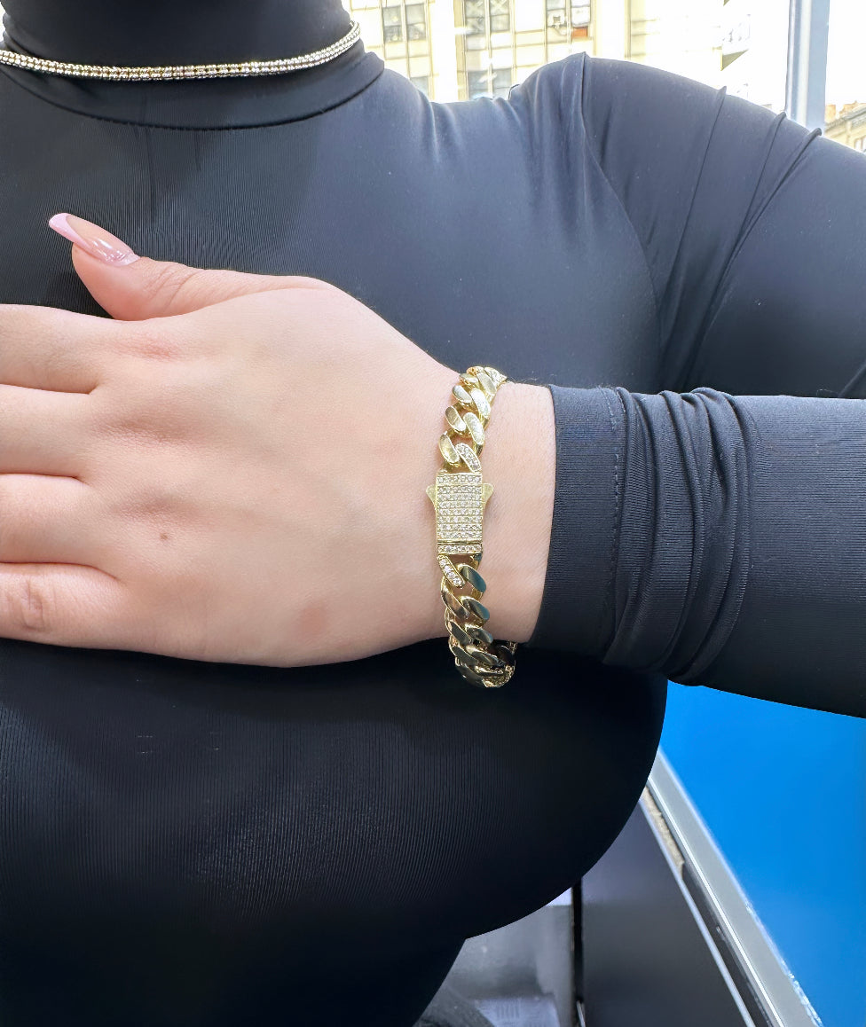 14K Women's Ittallo Bracelet Cz Stones At Lock